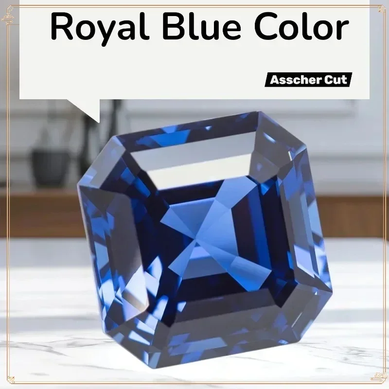 

TopS-Lab Grown Sapphire RoyalBlueColor Asscher Cut AAA+Clarity Gems for Jewelry Setting&Custom Design Certificate Daily Matching