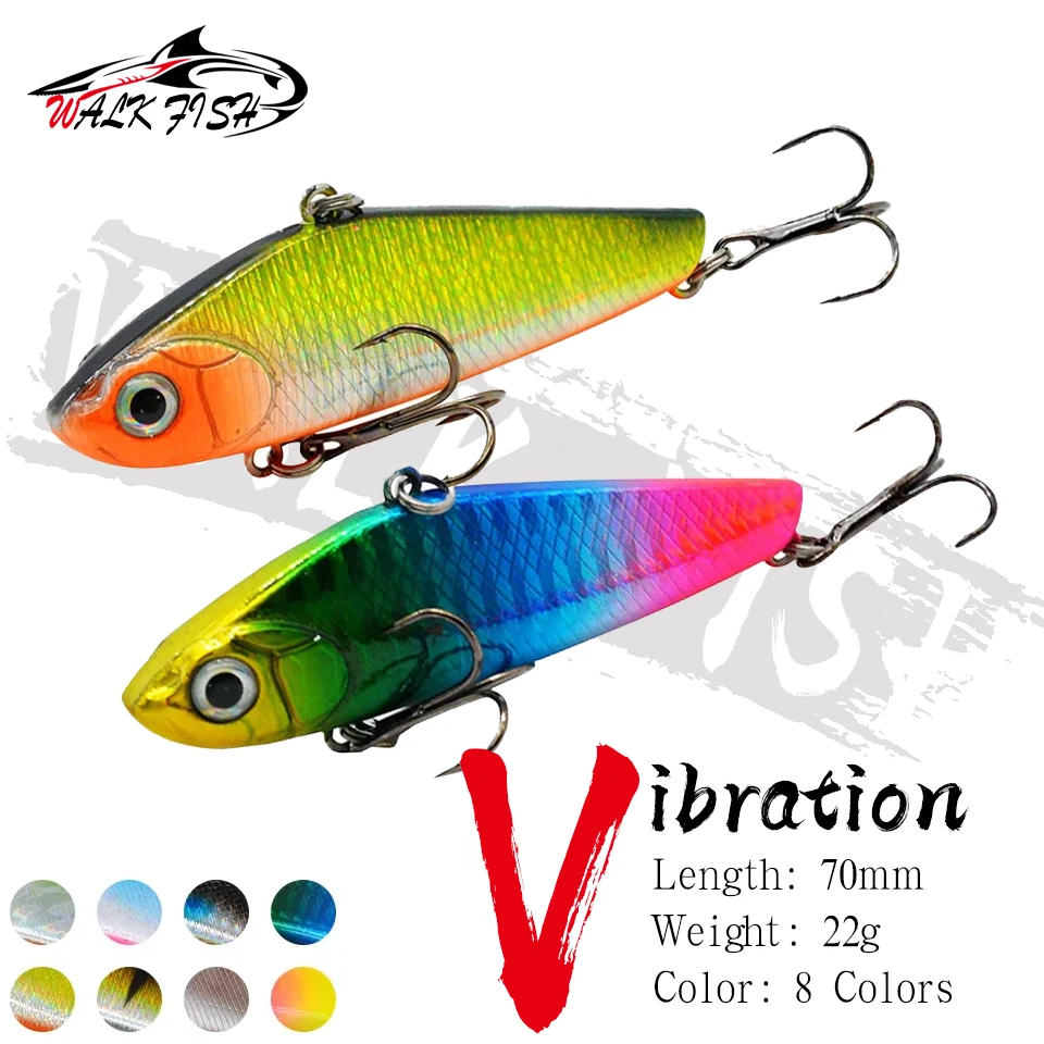 WALK FISH 70mm 22g VIB Angelköder Sinkender Lipless Crankbait Eis-Vibration Meeresfischen Süßwasser Vollschwimm-Schichtköder Tauchfähig