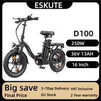 ESKUTE D100 Adult Electric Bike 36V 13Ah Battery 250W Power All-Terrain E-bike 16*2.5 Inch Fat Tire Electric Bicycle