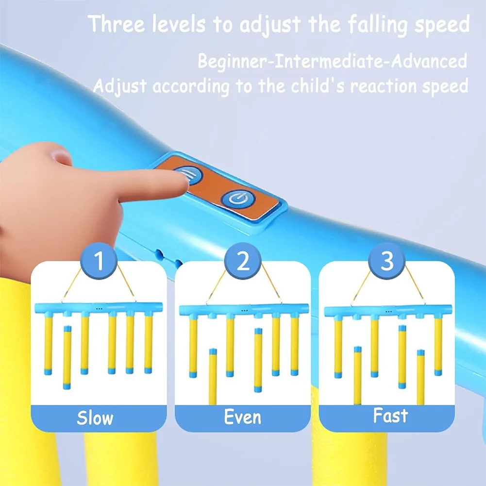 Juego deportivo con palos que caen, 3 palos de velocidad ajustables, juego de desafío reflejo, carga USB, juguete interactivo educativo para padres e hijos