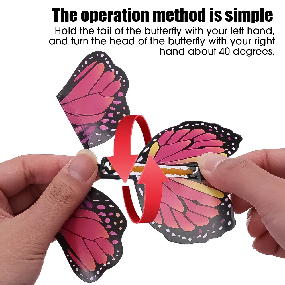 10 Stück magischer fliegender Schmetterling, Aufziehspielzeug im Himmel, lustiges Gummiband, angetriebene Karten, Kinder-Tricks, Requisiten, Party, tolles Überraschungsgeschenk – Detail 6