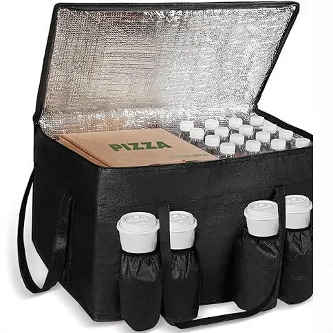 Large Cooler Box Picnic Bag Thermal Insulated Cooler Bag with 4 Cup Holder Camping Drink Bento Bags BBQ Zip Pack Picnic Supplies