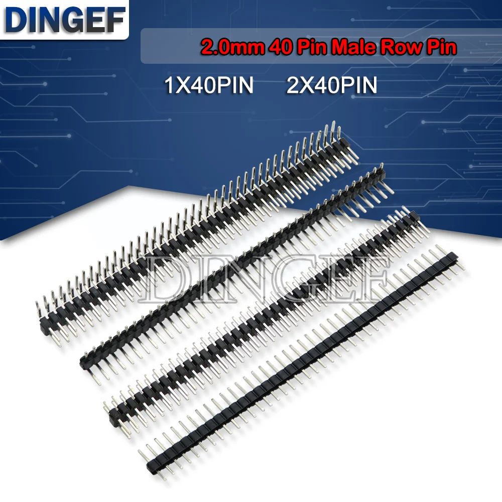 10PCS/lot 2.0mm 40 Pin Male Single Row Pin Header Strip 1*40P 2mm Male Pin Header Connector 2*40P