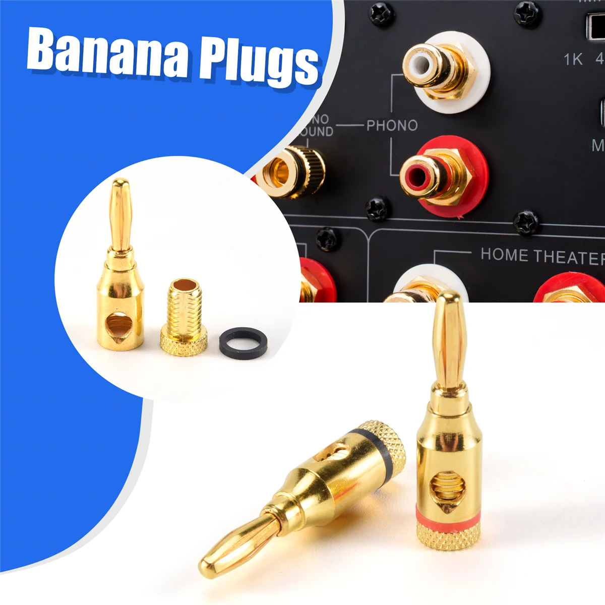7 Pairs, Open Screw Banana Plugs for Speaker Cable