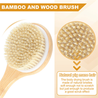 Best-Dry Skin Body Brush Bath Exfoliating Brush Natural Bristles Back Scrubber With Long Wooden Handle For Shower, Remove Dead S