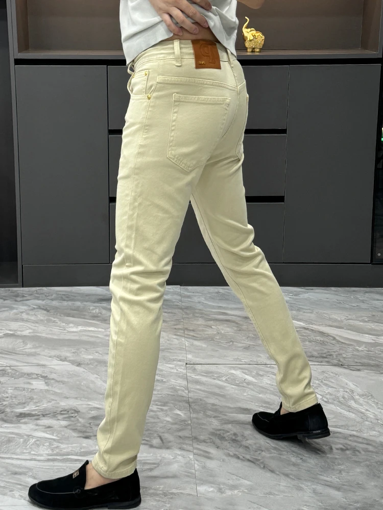 

Мужские джинсы Ele Fitted со средней посадкой, с декоративными элементами, с эффектом потертости, молодежные, облегающие, эластичные, повседневные брюки для весны и осени