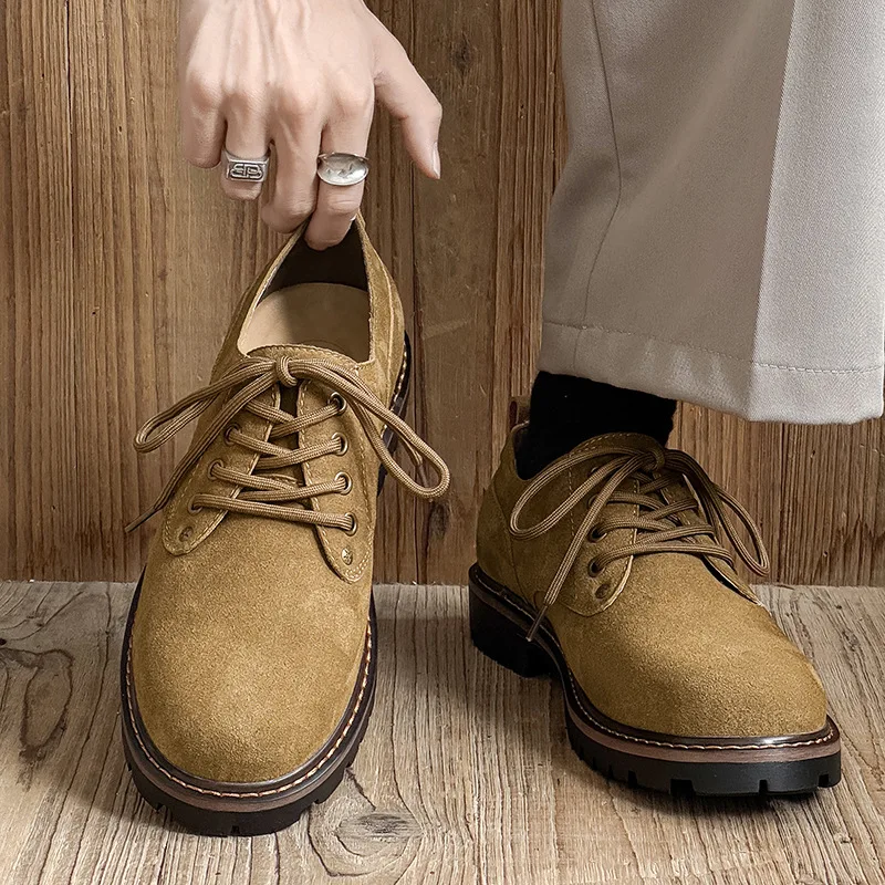 

Men's boots 2026 Spring and Autumn British retro suede low cut workwear boots business leather shoes