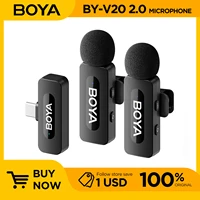 BOYA 2PCS Micrófono inalámbrico de solapa Para Android y ordenadores portátiles - Micrófono condensador omnidireccional USB C