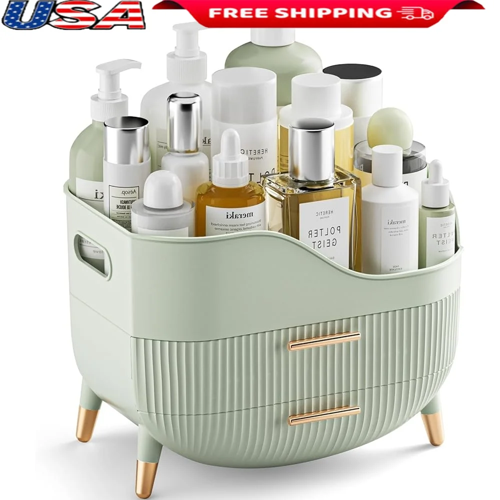 

Makeup Organizer with Drawers Portable Skincare Storage Box Vanity Cosmetic Display Case Bathroom Dresser with Handle