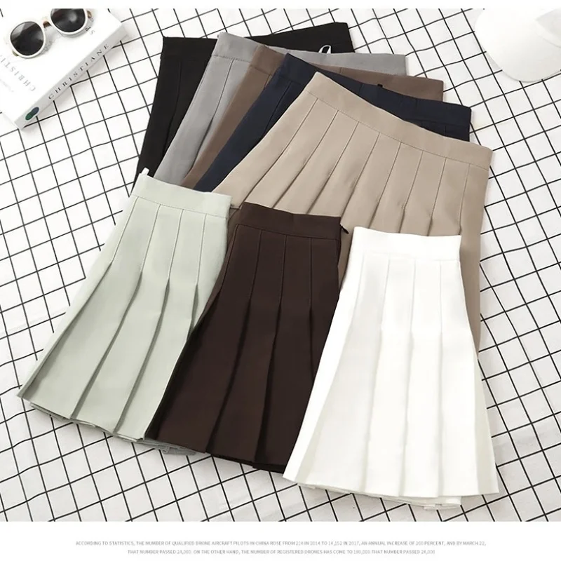 

Brown Skirt Ladies 2025 Summer Clothes Women's High Waist Harajuku Korean Style Black Mini Pleated Skirt For School Girl Uniform