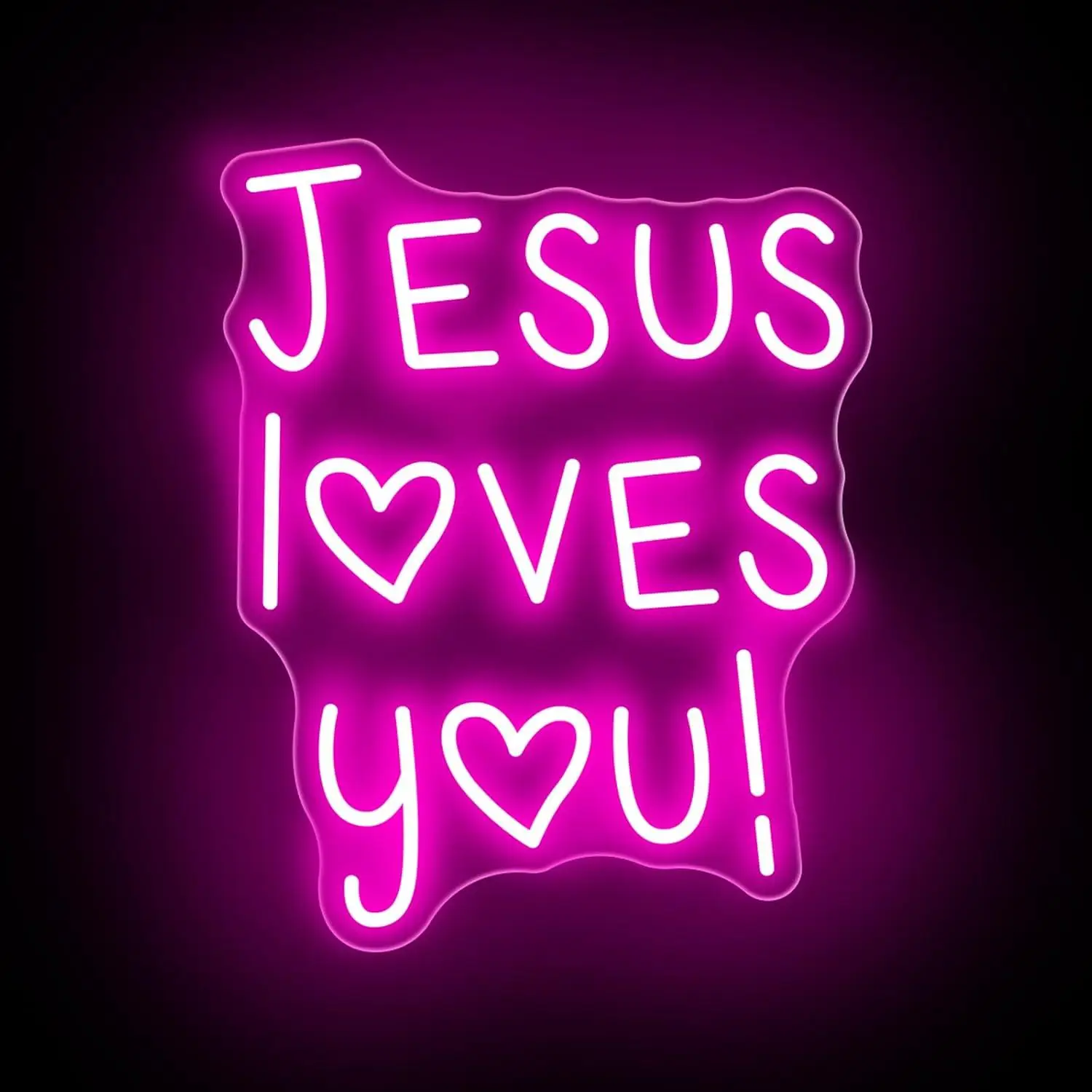 Jesus Loves You Heart Neon Sign USB Dimmable LED Neon Lights for Christian Bedroom Easter Wedding Religious Faith Wall Decor