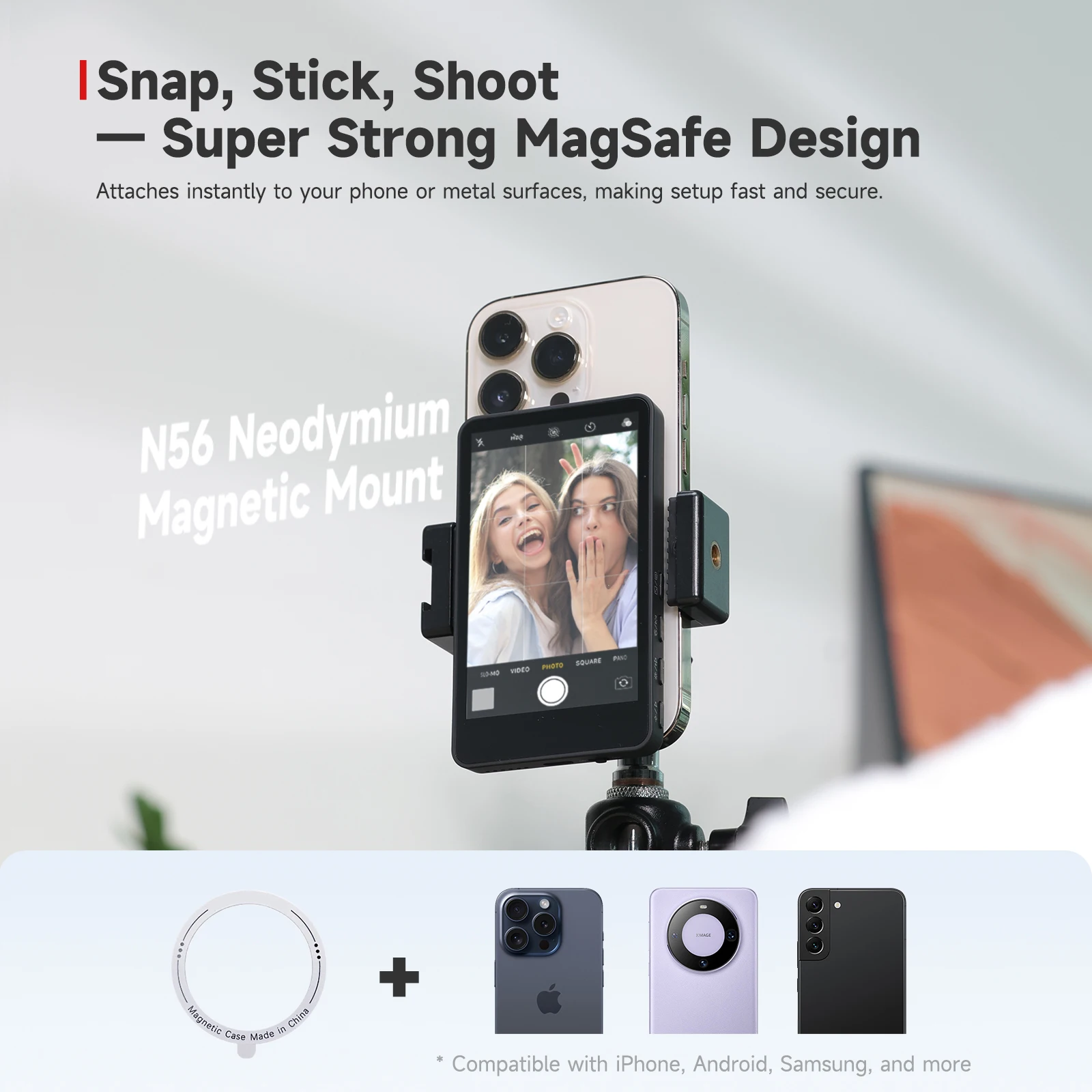 SYNCO XView M4 Wireless Magnetic Selfie Monitor Screen for Smartphone for Vlogging Live Streaming and Video Recording