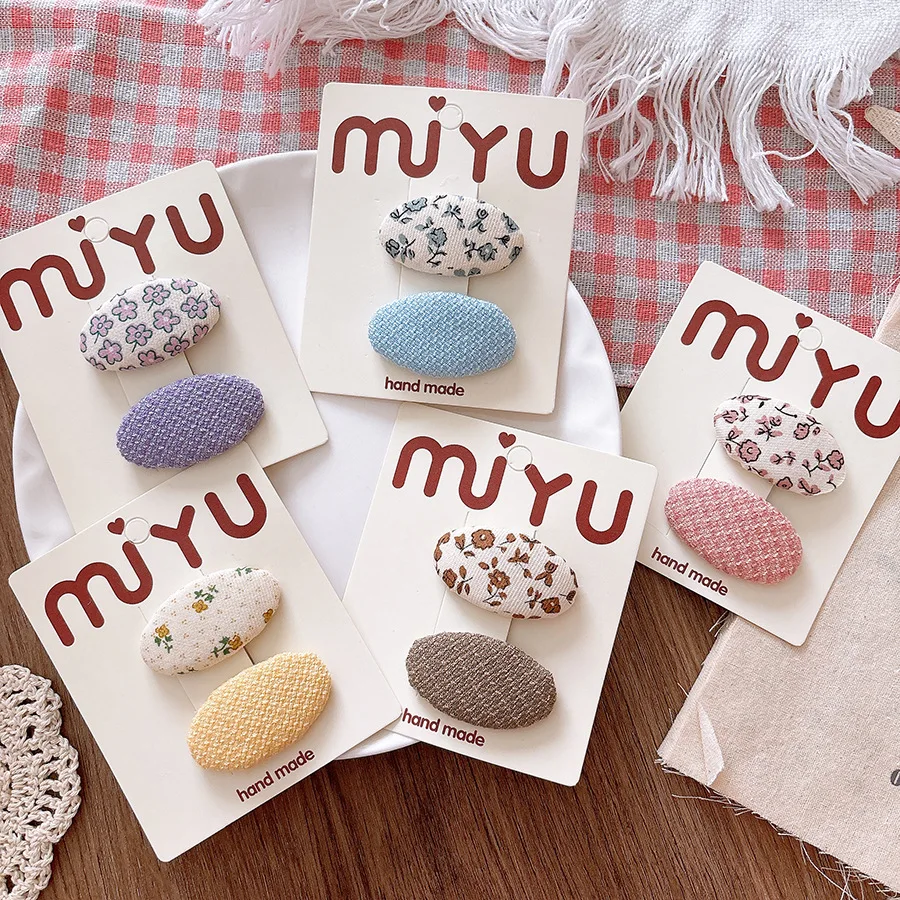 

2PC 2-Inch Plaid Prints Baby Hair Clips Floral Tartan BB Barrettes Girls Kids Fashion Hairpin Headwear