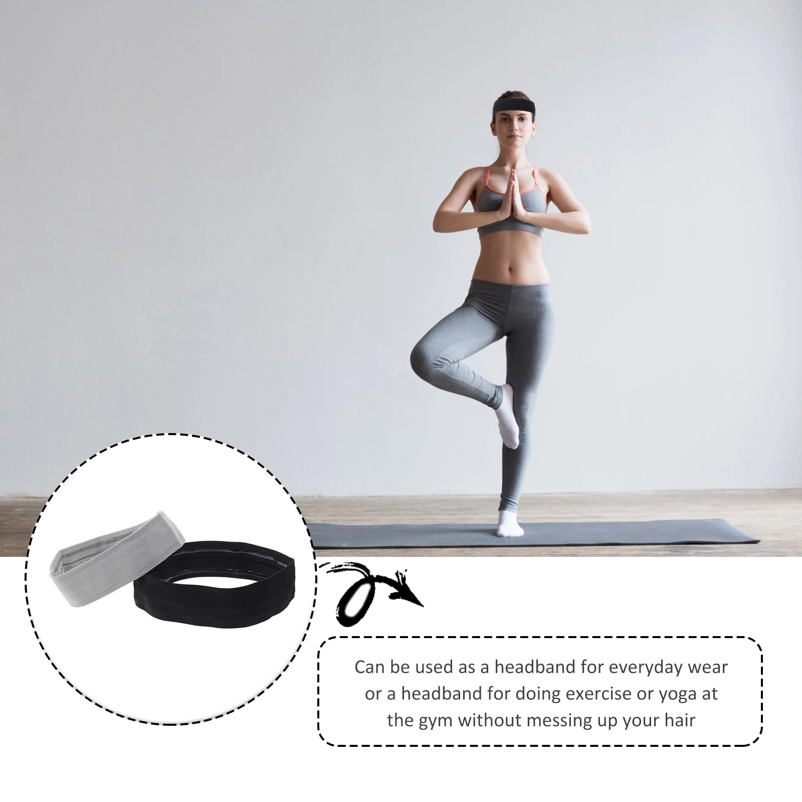

2Pcs Comfortable Yoga Headband For Women Sports Hair Band Wide Brim Running Sweatband Fitness Accessory
