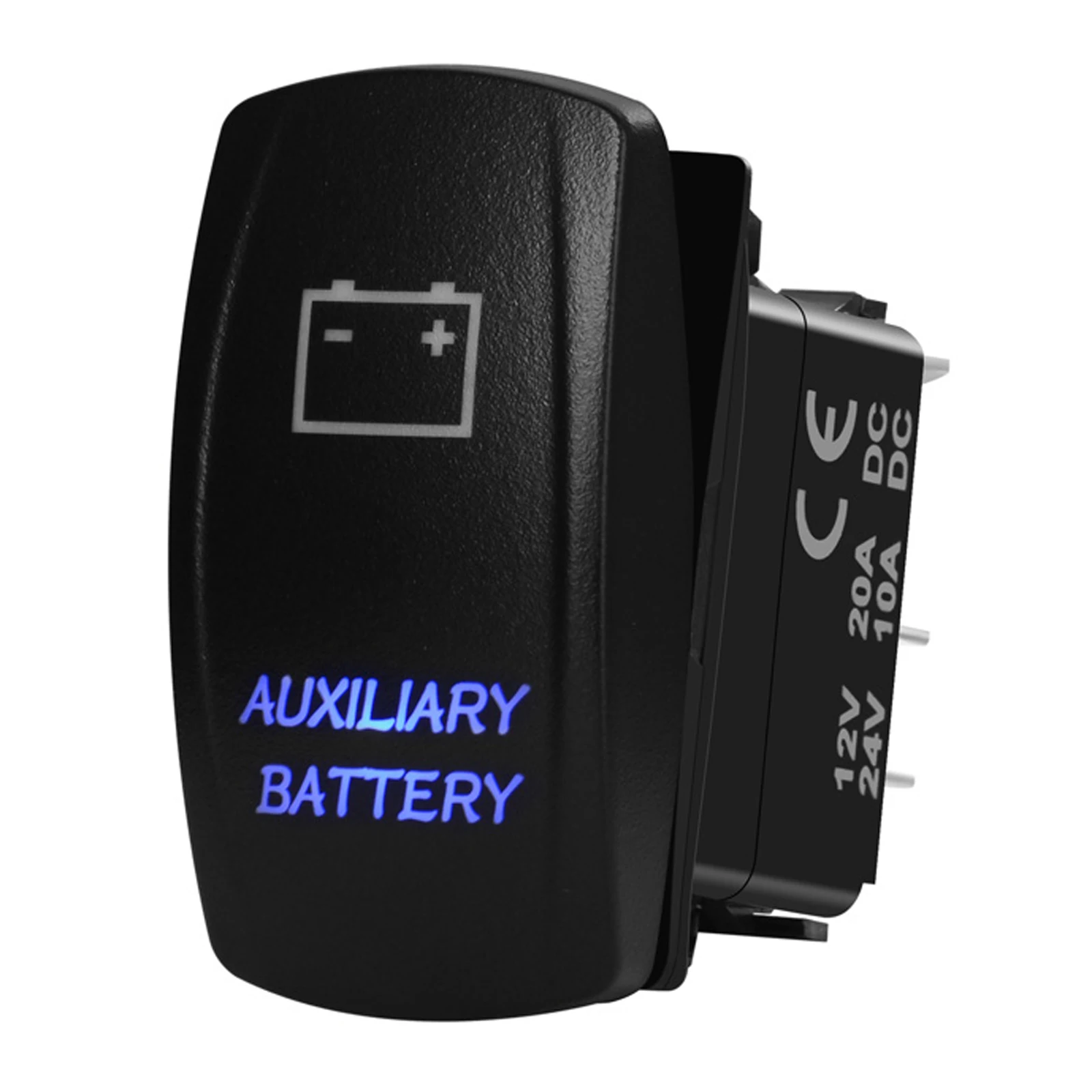 Auxiliary Battery Momentary Rocker Switch 7Pin DPDT (ON) OFF ON 3 Way Waterproof for ATV UTV Boat Car Engine Power Starters 12V