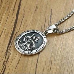 European and American Classic St. Christopher Pendant Necklace Men and Women Amulet Accessories Gift
