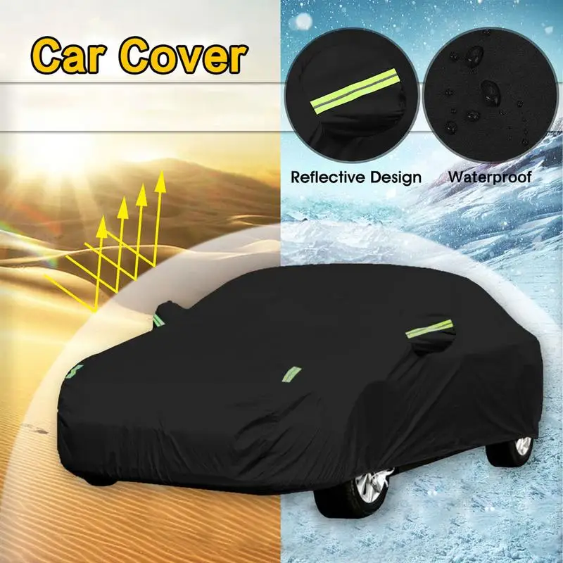 

Car Cover Waterproof Car Tarp All Weather Block UV Rays Soft Upholstery Fabric For Car Reflector Dust Rain Snow Protective Suv