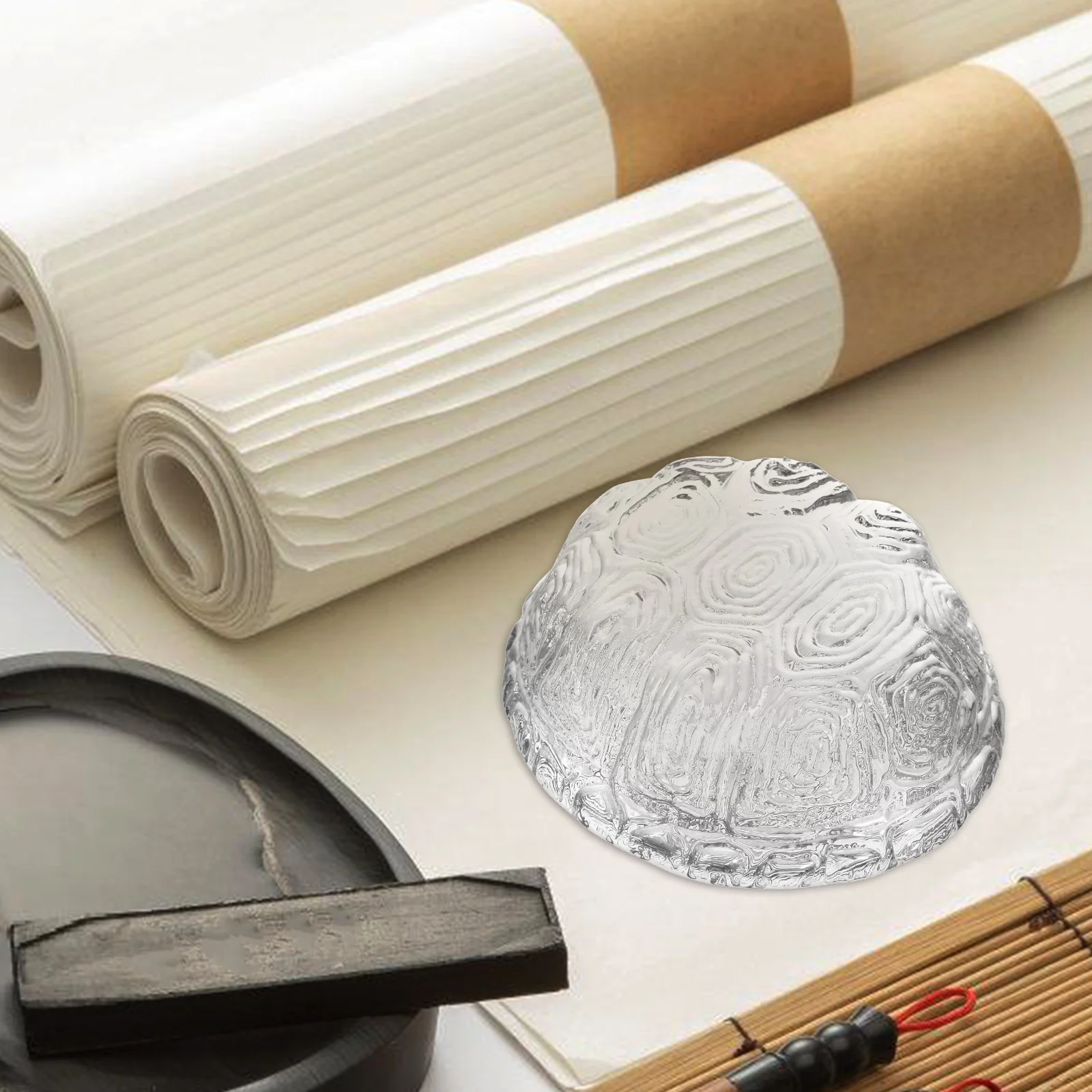 

Glass Turtle Shell Paperweight Calligraphy Practice Paper Weight Solid Heavy Rectangular Polished Surface Brush Pen Holder