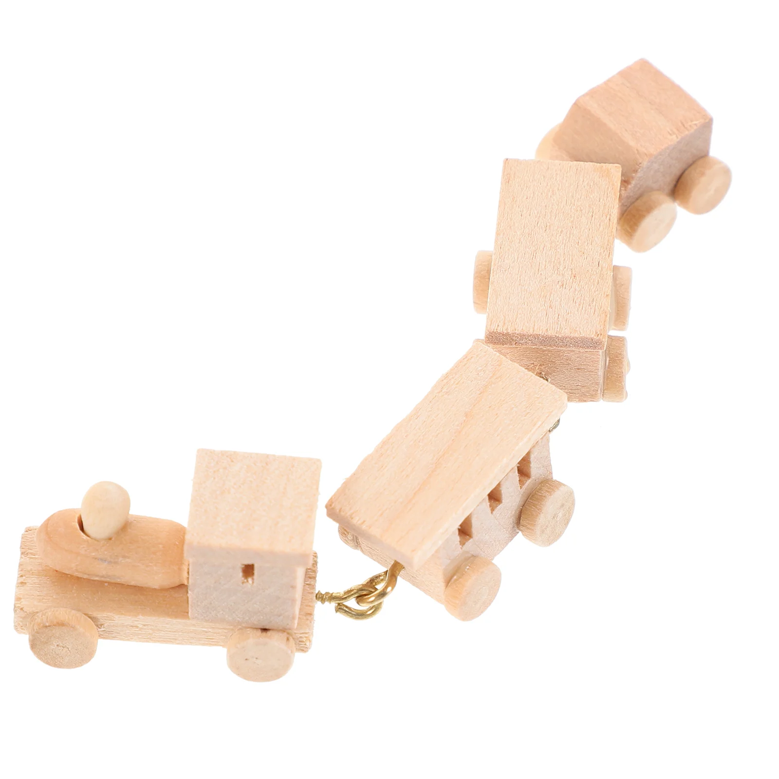 Mini Wooden Train Miniature Model Cake Topper Educational Ornaments House Decor Cartoon Adornment Toy