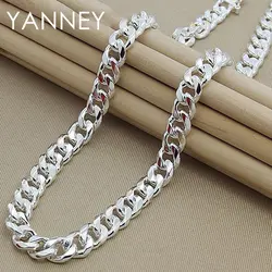 925 Silver Man Necklace 10MM 20/22/24 Inches Cuban Chain Necklace For Women Fashion Wedding Jewelry Christmas Accessories
