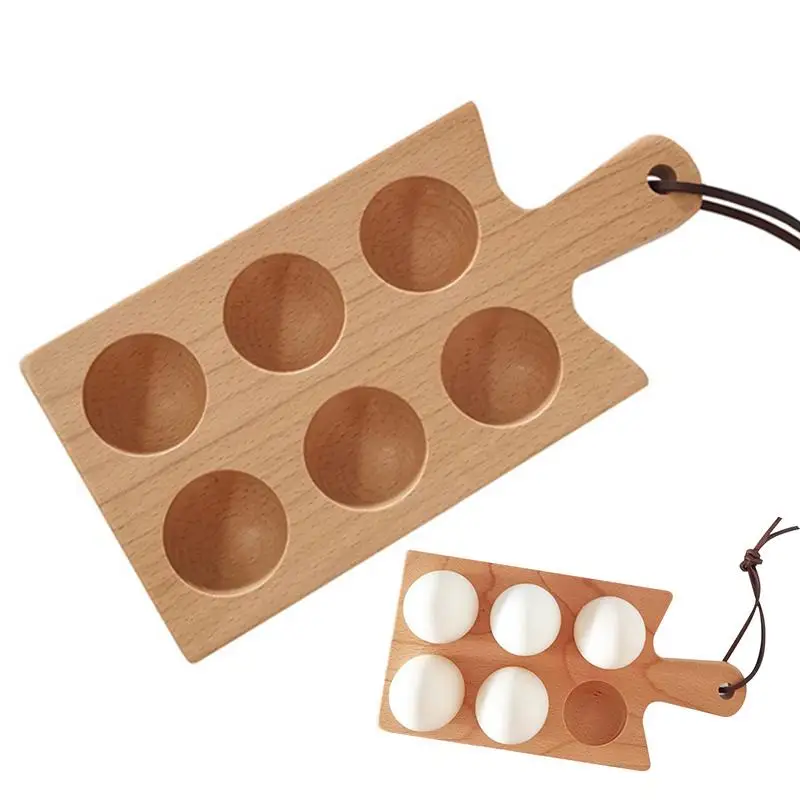 

Egg Holder Countertop 6 Grid Egg Fridge Holder Egg Tray Wood Egg Organizer Egg Holder Egg Platter For Candies Deviled Eggs