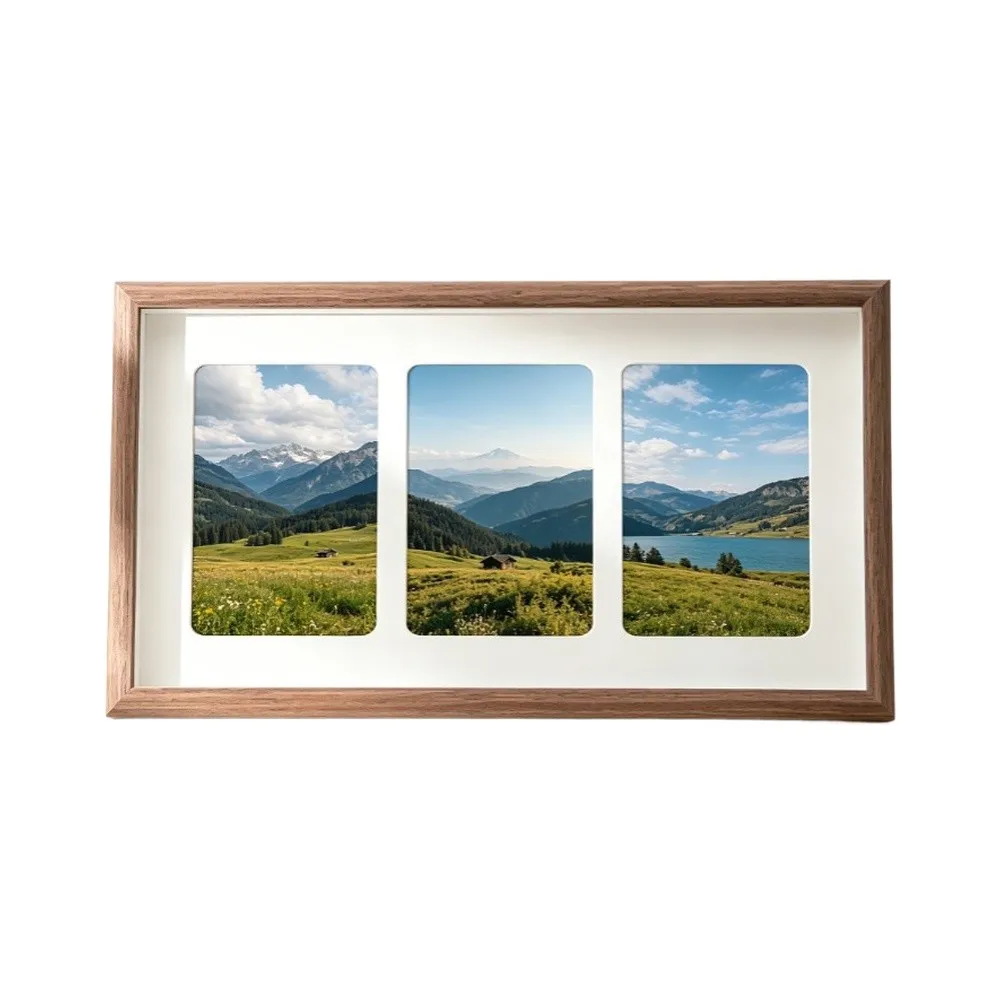 1pc Three Panel Wooden Creative Picture Frame For Home & Office Bedrooms Decoration Multiple Photos Display 3-Photo Frame