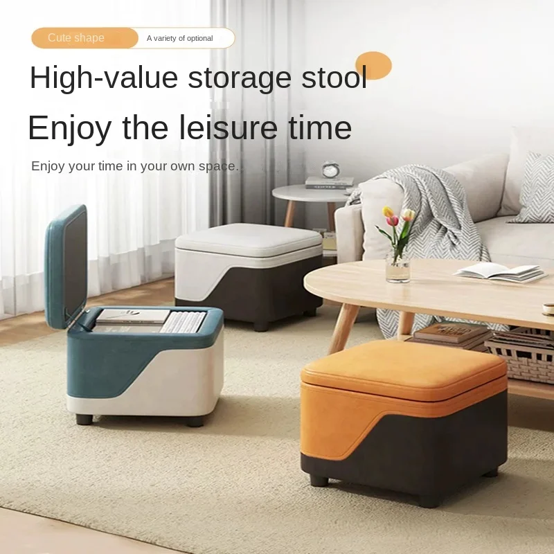 Dual-Purpose Storage Stool Living Room Bench Organizer Toy Storage Seat Shoe Changing Stool with Hidden Multifunctional