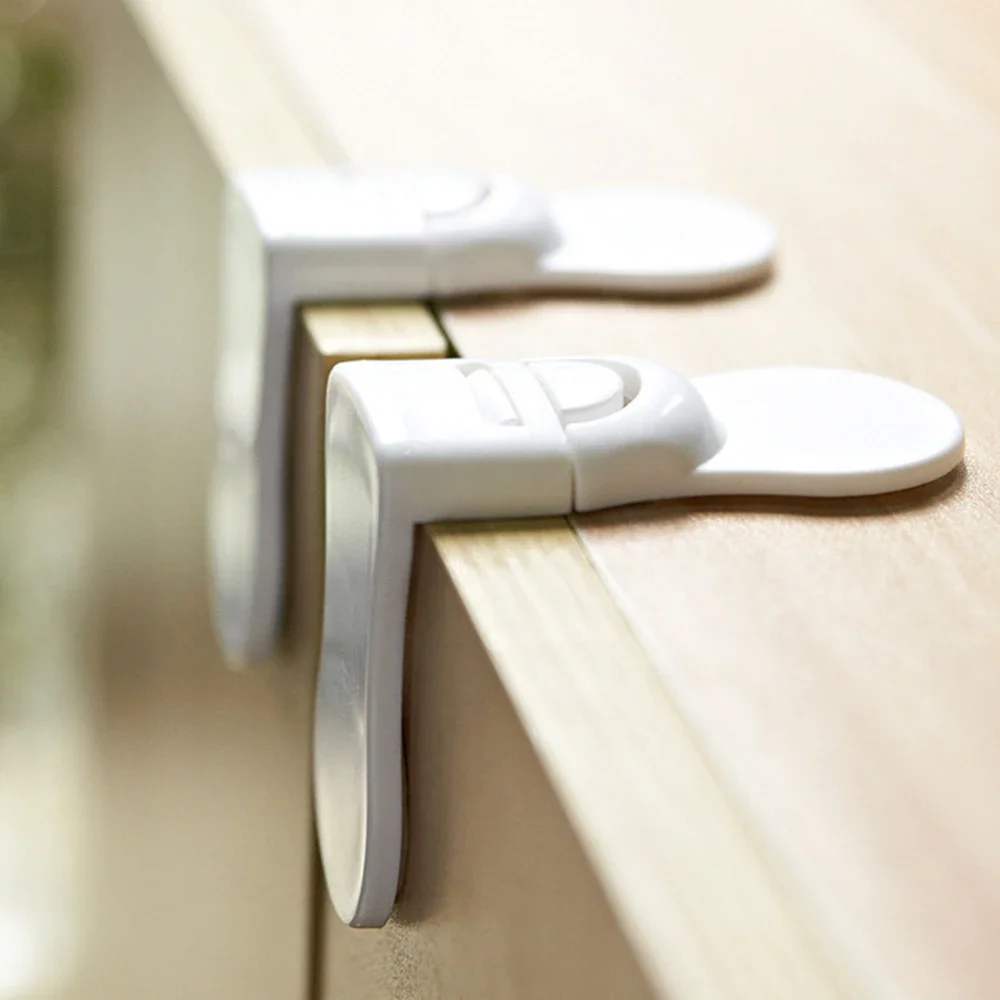 Baby Safety Locks HomeDrawer Lock Anti-Pinching Hand Children Protection Cabinet White Drawer Locks Refrigerator Lock Buckle