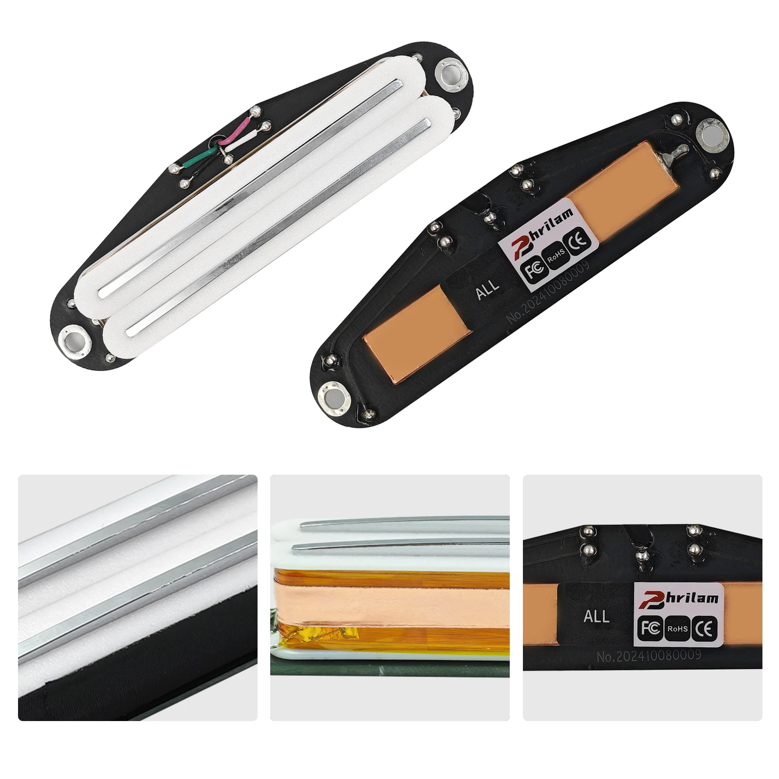 Phrilam Pro ST ثنائي ملف واحد الحجم لاقط هامبوكر صغير تشويه فائق للجيتار الكهربائي طراز Strat 6.1/9.0/13K #3