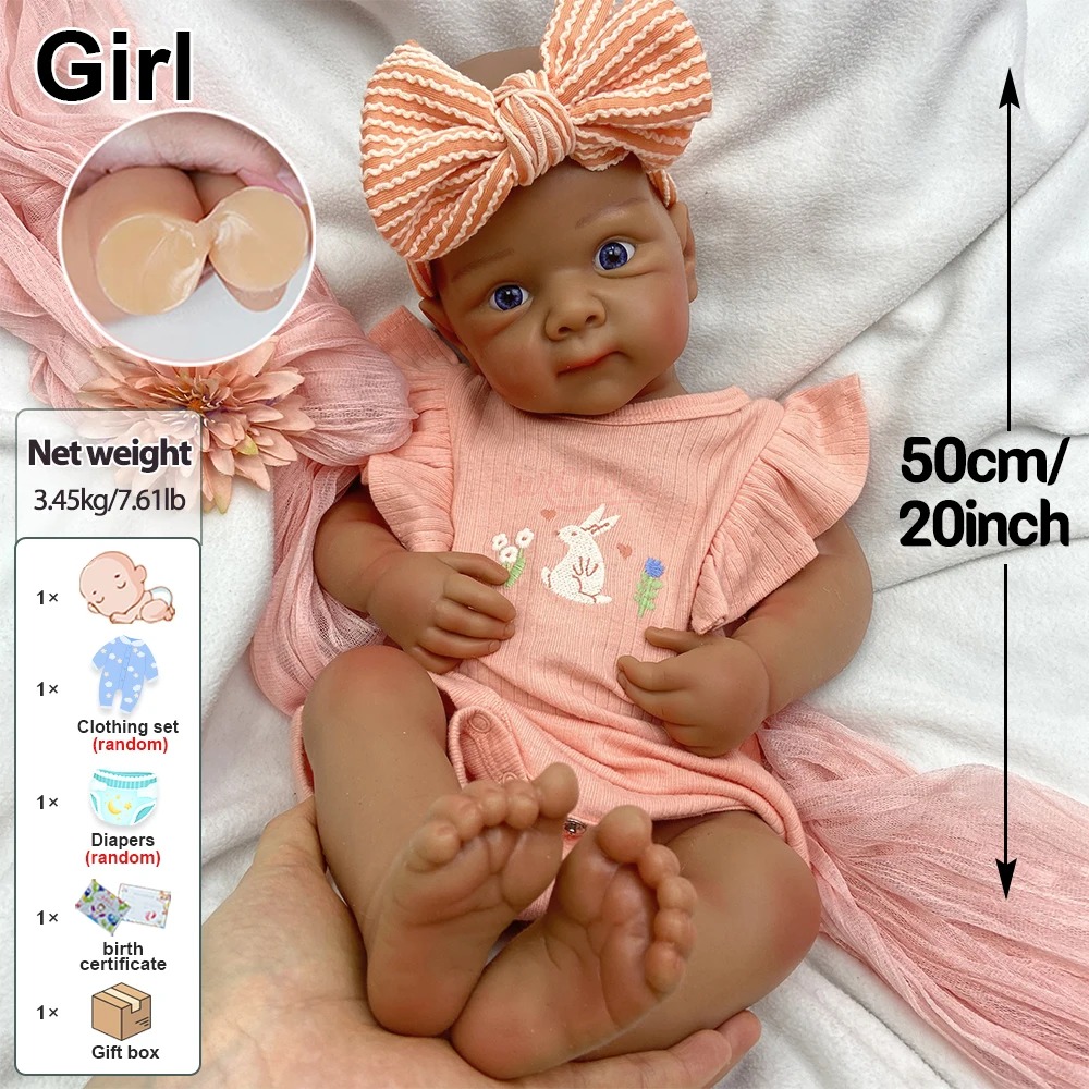 50cm Cała z Silikonu Realistyczna Lalka Reborn Dziewczynka z Realistycznymi Detalami, Otwierająca Usta, Noworodek, Prezent Uspokajający i Wyrażający Miłość