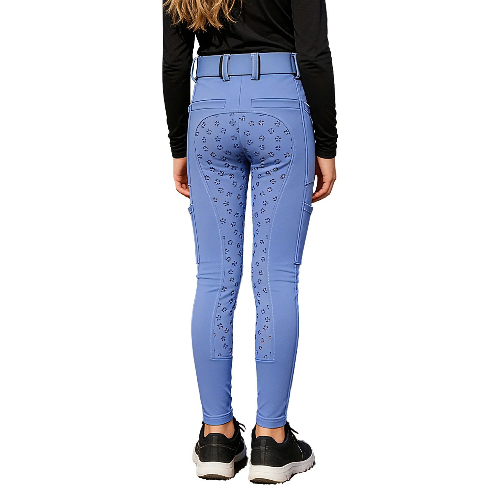 Children Boys Girls Riding Clothing Pants Anti-slip Full Seat Equestrian Breeches Leggings with Multiple Pockets Sportswear