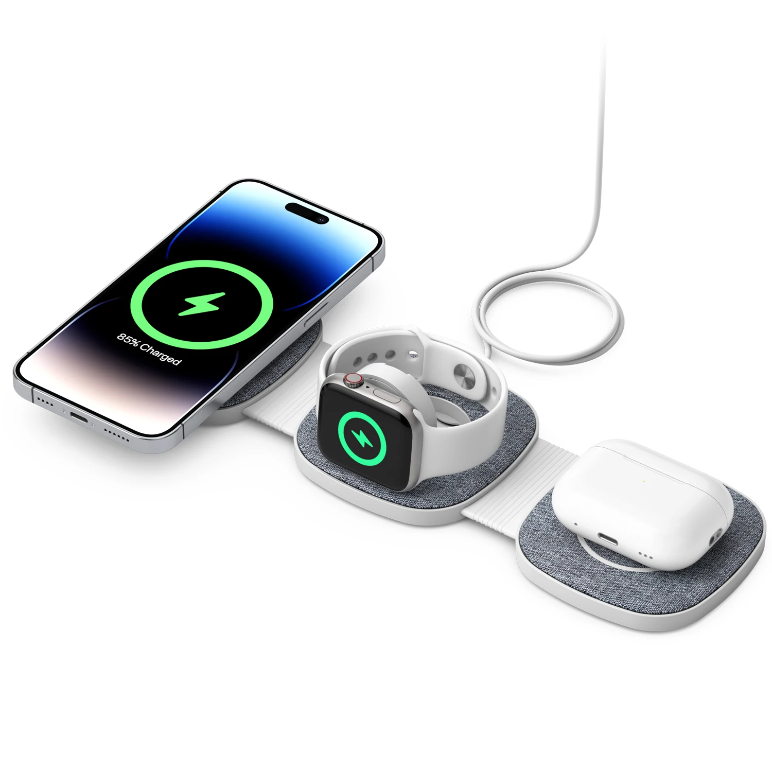 Magnetic wireless charger 3-in-1 suitable for iPhone 15 14 13 12 11 Pro Max Apple Watch AirPods quick charging dock Magsafe