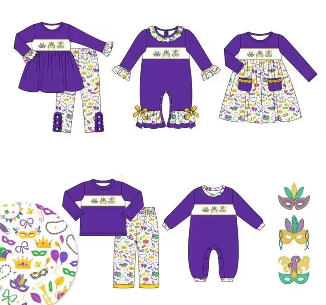 Spring and summer children's carnival clothing for boys and girls matching suit purple dress suit purple green and yellow color