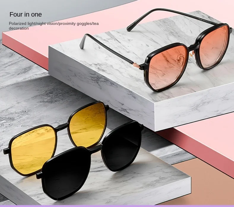 Magnetic Glasses Three-in-one Active Sports Polarized Sunglasses women Myopia Set Mirror Polarizing T121