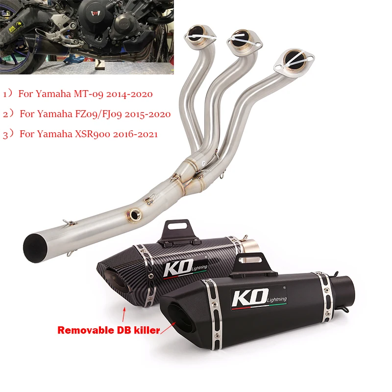 

Slip On For Yamaha MT09 FZ09 XSR900 Until 2020 Motorcycle Full Exhaust System Front Link Pipe 345MM Muffler With DB Killer