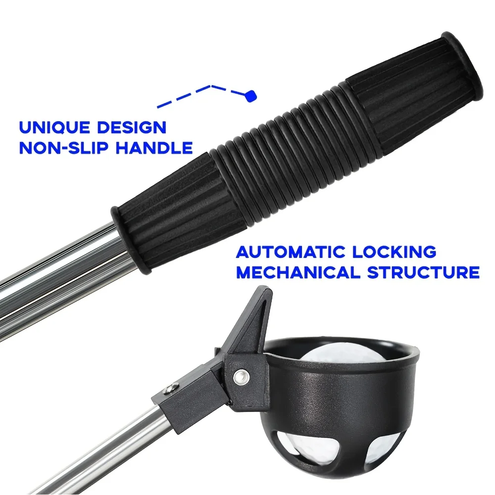 Retractable Golf Ball Picker Stainless Steel High Quality Portable Tools Telescopic Automatic Locking Picker Golf Ball Tools New