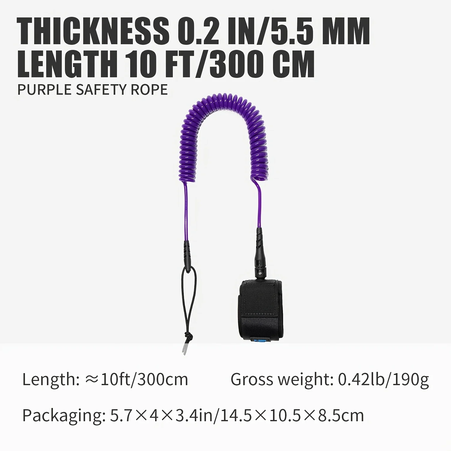 KOETSU SUP Paddle Board Leine 10FT 5,5 mm/0,22 Zoll TPU-Material Starkes Kabel mit Knöchel MAGIC TAPE Bequeme, sichere Passform – Detail 12