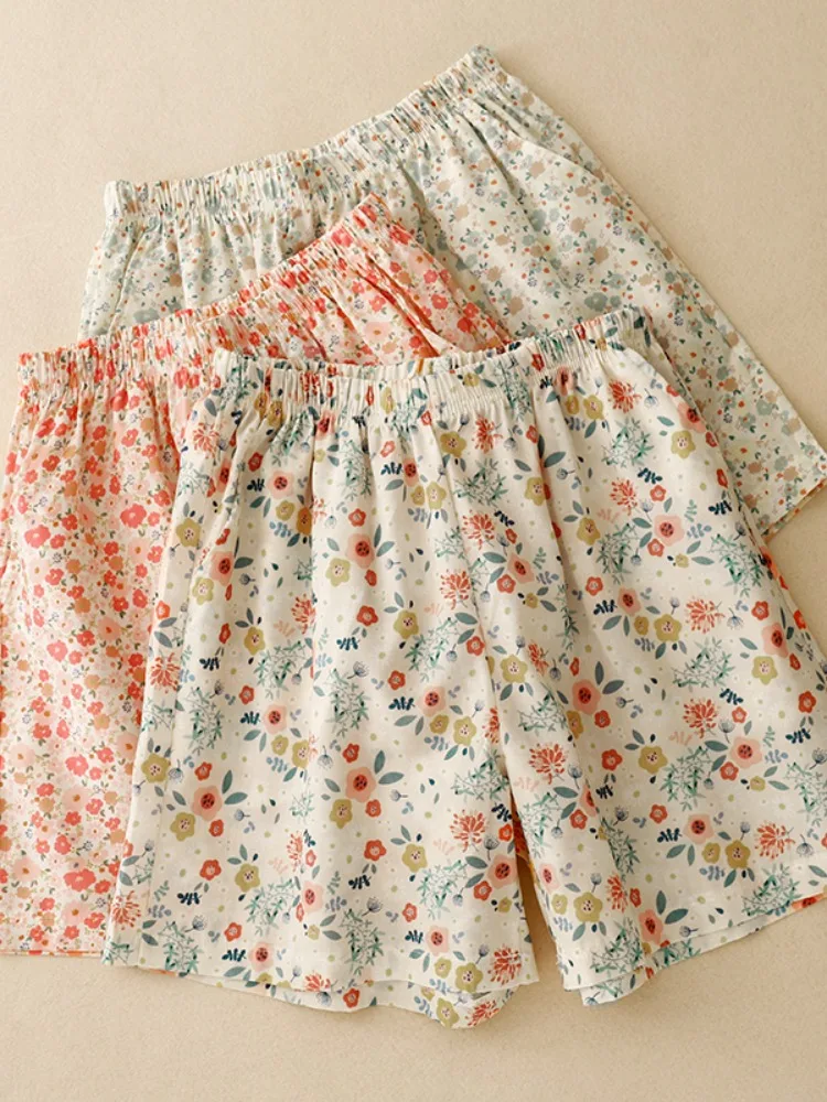 

Прохладные легкие хлопковые льняные женские свободные широкие брюки с цветочным принтом, удобные дышащие летние модные повседневные брюки