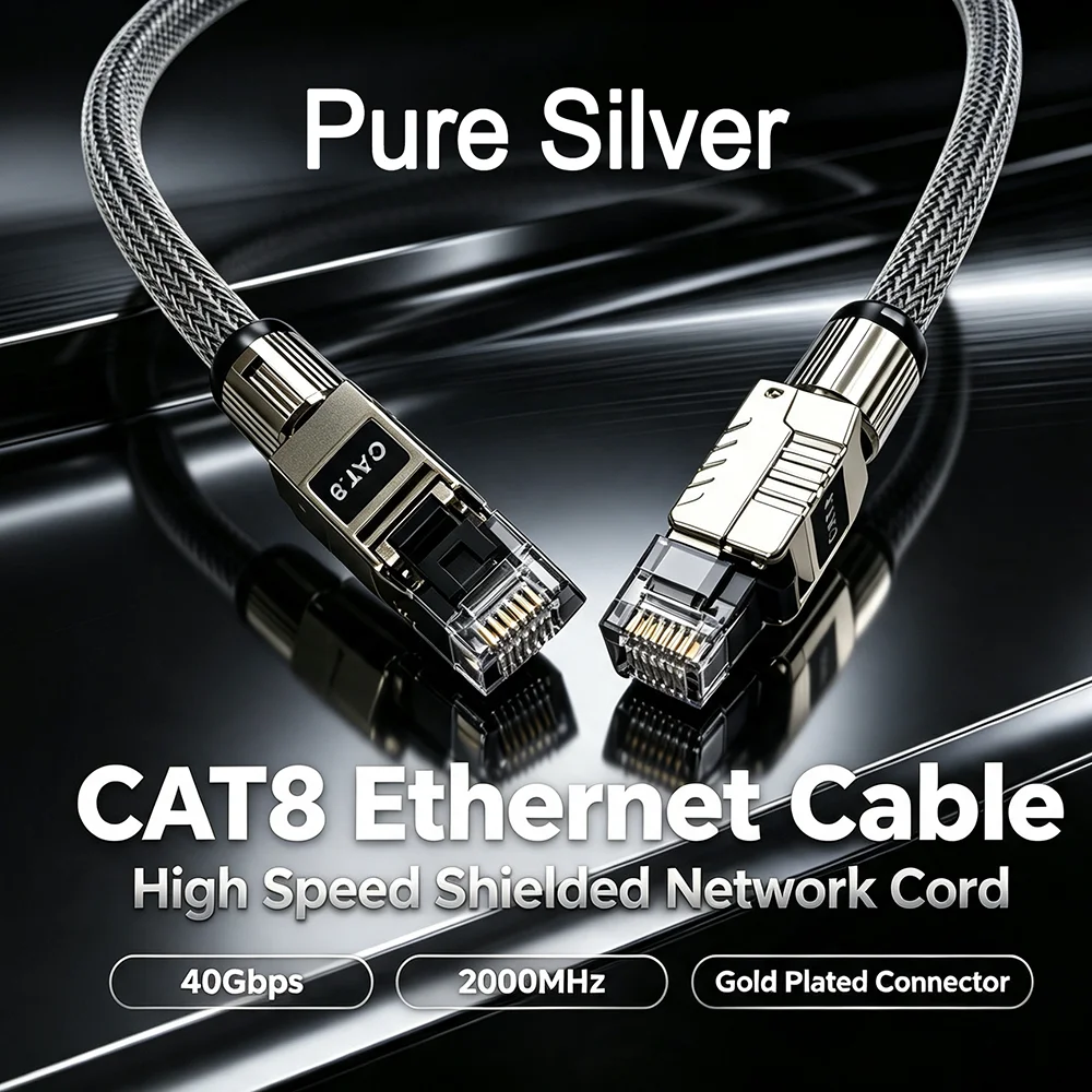 Cable de red CAT8 de plata pur - Lan Cable Gaming reseña y precio