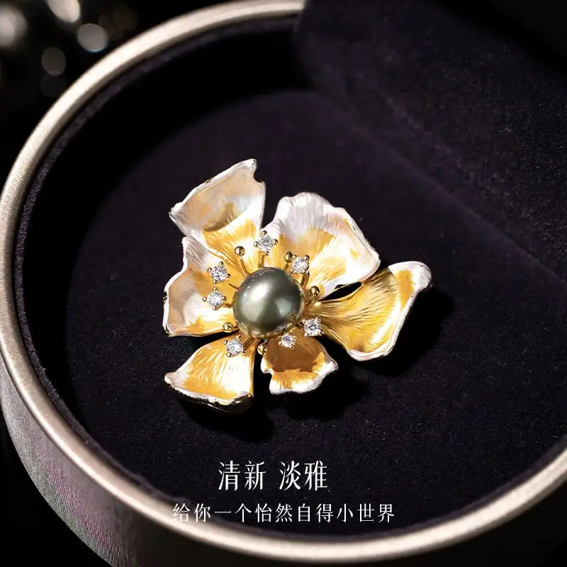 freshwater pearl flower, pin fixed clothes brooch, high-end exquisite fashion women's silk scarf buckle accessories