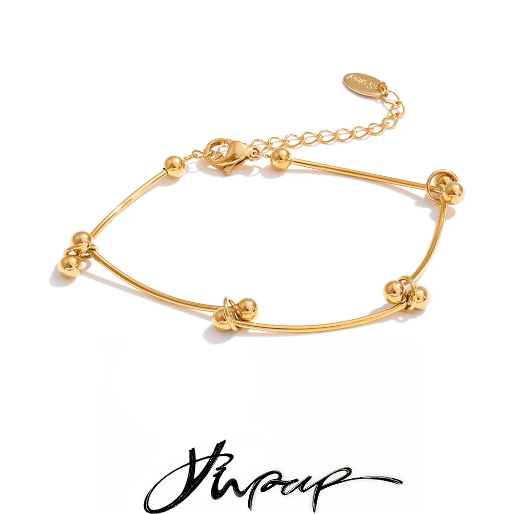 Yhpup Stainless Steel Minimalist Chain Bracelet Bangle Stylish Unique Individualistic Casual Wrist Jewelry Tarnish Resistant