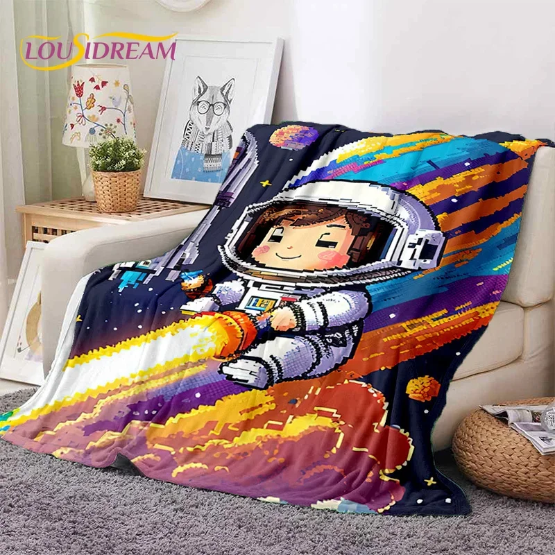 Astronaut Dream Universe Spaceman 3D Outer Space Cartoon Soft Blankets,Throw Blanket for Picnic Beds Home Bedroom Cover Kid Gift