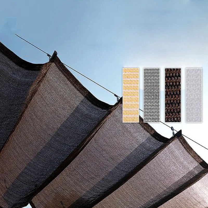 1.5mx10m Anti-UV HDPE Retractable Telescopic Wave Sun Shade Net Terrace Garden Sliding Canopy 99.99% Sun Protection Coffee Color
