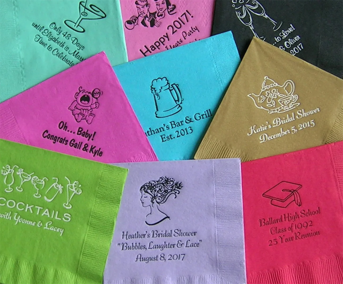 

Custom printed napkins cocktail napkins Choose your own Napkins - Colors, Fonts and Designs