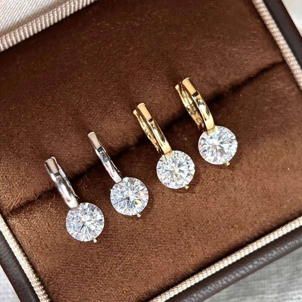 GRA Cerfied 2carat Moissanite Hoop Earrings for Women 925 Sterling Silver 8mm Sparkling Lab Diamond Huggies Earring Fine Jewelry