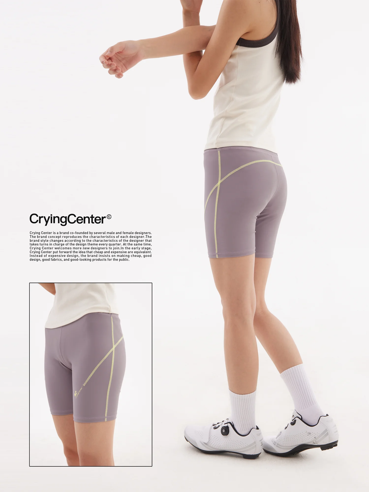 Crnenter サイクリング ヨガ パンツ 4 クォーター カラー ブロ デザイン レディース カジュアル ファイオン オルトス 通気性 快適な生地