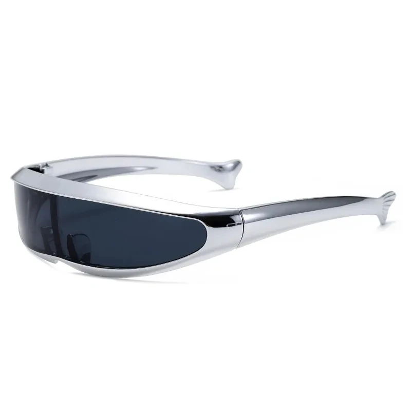 Futuristische Spiegel uit één stuk Gepersonaliseerde Gegalvaniseerde Zonnebril Dames Heren 2024 Y2K Steampunk Goggles Rave Party Bril UV400