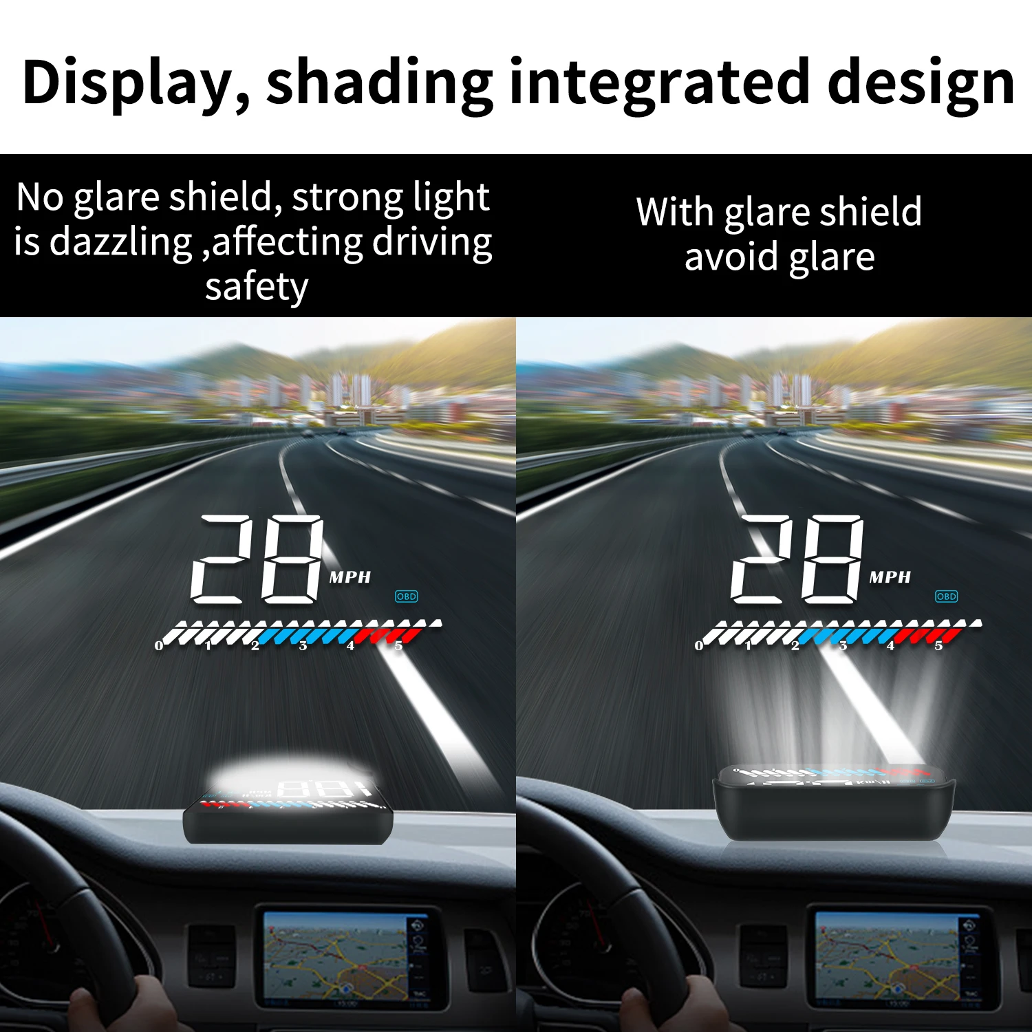 M7 Auto HUD OBD2 GPS Car Head Up Display Speedometer Overspeed Speed Reminder Water Temperature Voltage Fault Fatigue Driving