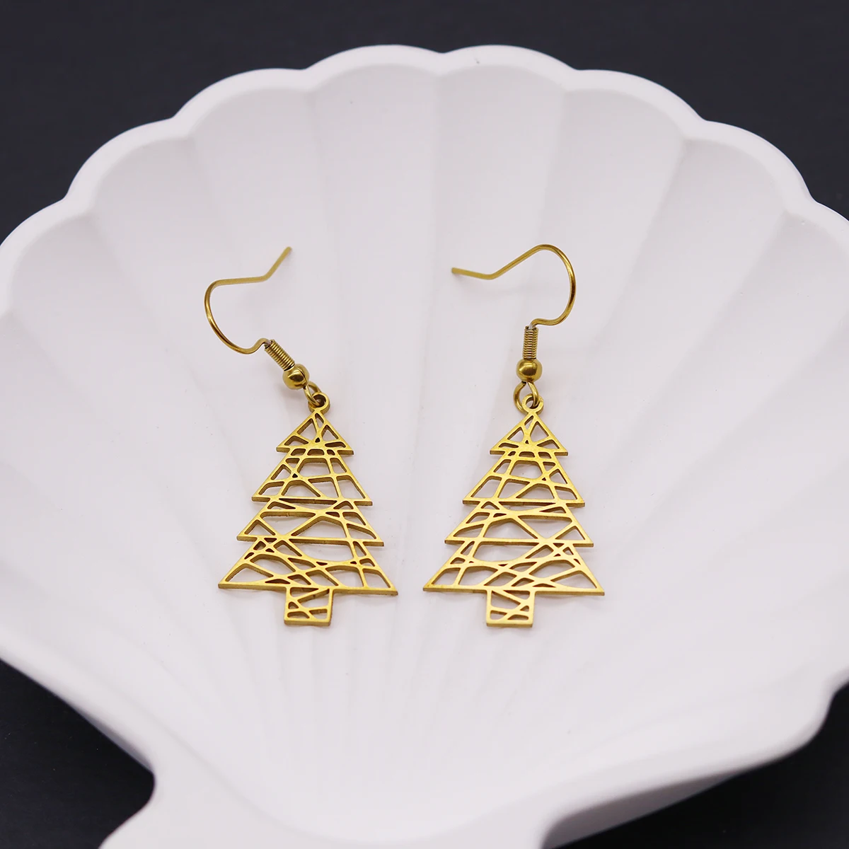 Kinitial Anting Gantung Rumbai Pohon Natal Fashion Natal Untuk Wanita Anting Pohon Natal Bahan Stainless Steel Perhiasan