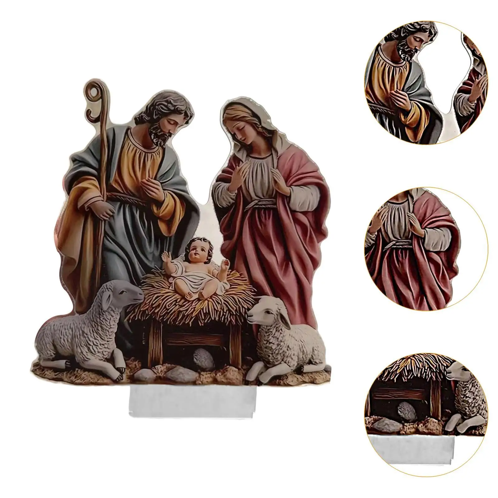Christmas Nativity Scene Nativity Ornaments Set with Base Holy Family Miniatures Decoration for Shelf Office Car Indoor Decor